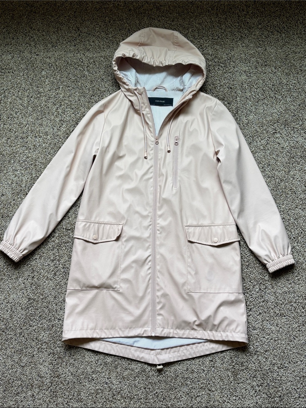 Zara Light Pink Hooded Rain Jacket